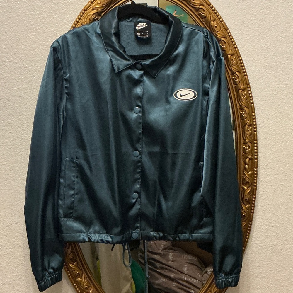 Nike Women's Dark Teal Bomber coach Jacket Large